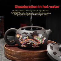 Théière en céramique noire et violette de luxe, écologique, capacité 225 ml, motif Dragon Phénix, service à thé Kung Fu chinois, logo personnalisé