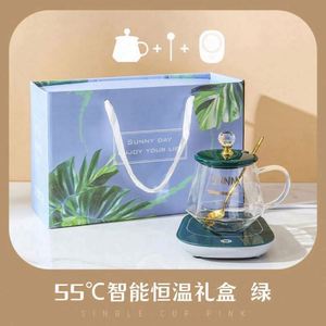 <b>USB</b> Smart Modern Luxury Double Wall Eco-Friendly Electric <b>Heating</b> Ceramic Glass Water Coffee Mug Warmer Cup Heater for Camping - Product Image 4