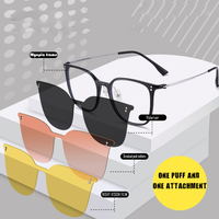 Ensemble de lunettes de soleil à vision nocturne dégradé rose à monture orange verres de polarisation myopie avec lunettes à pince de protection UV