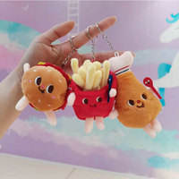 En gros, Porte-clés et Pendentif de Sac Créatif en Peluche (Burger et Frites), Jouet en Forme de Poupée, Rempli de Coton PP, Cadeau pour Fête de Garçons