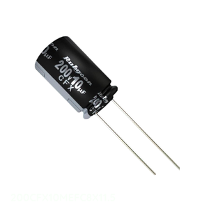 Condensateur canal fabricant CAP ALUM 10UF 20% 200V RADIAL TH 200CFX10MEFC8X11.5 à travers trou 10 uF - Product Image 1