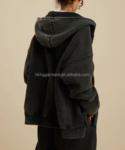 Sudadera con Capucha de Alta Calidad con Logotipo Personalizado, Estilo Urbano, de Felpa, Vintage, de Doble Capa, Lavada al Ácido, con Bolsillos Desgastados - Product Image 2