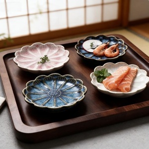 Luxury Japanese Style Plant Pattern Eco-Friendly Ceramic Small Seasoning Dish <b>for</b> Hot Pot and Snacks Wholesale - Product Image 2