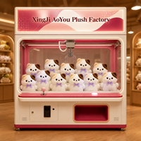 Peluches chat calico mignonnes et kawaii avec nœud violet, 8 pouces, à prix abordable, pour décoration de chambre et prix de machine à griffes