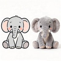 Peluche personnalisée en velboa douce et hypoallergénique, avec un petit éléphant mignon brodé, gros oreilles, jouet de 28 cm, cadeau pour la Saint-Valentin