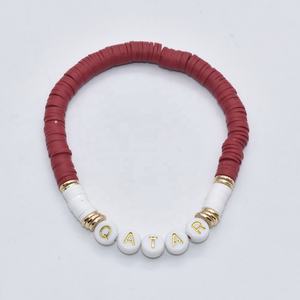 2026 Football jeu pays équipe nom Bracelets cadeaux promotionnels Heishi perles Stretch <span class=keywords><strong>mots</strong></span> personnalisés Bracelet coloré - Product Image 5