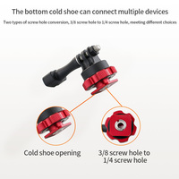 Support universel en alliage d'aluminium léger et durable de haute qualité pour caméra d'action compatible, avec griffe porte-accessoire et design aile volante 1/4