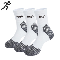 Chaussettes de course à compression rembourrées pour adultes, chaussettes de sport athlétiques en coton, chaussettes de sport