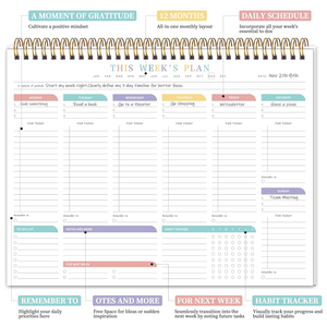 Bloc-notes hebdomadaire personnalisé avec 50 feuilles non datées 8,5 * 11 pouces Bloc-notes de bureau hebdomadaire avec reliure spirale pour le bureau, l'école, personnel - Product Image 6