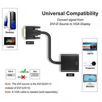 Convertisseur DVI vers VGA professionnel OEM avec prise en charge 1080P, gaine en PVC, pour projecteur, adaptateur DVI VGA pour ordinateur portable, adaptateur de caméra