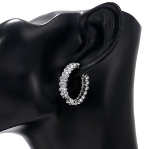 Pendientes de Aro Ovalados de Lujo con Circonita Cúbica Totalmente Pavimentada, Grandes y Brillantes, Estilo Tenis, para Fiesta y Noche, Venta al por Mayor - Product Image 4