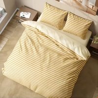 Parure de lit rayée en polyester, housse de couette marron et blanche avec taies d'oreiller, linge de lit doux en microfibre pour la maison, l'hôtel, vente en gros