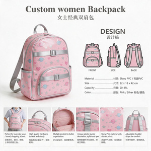 Custom <b>Women</b> <b>Backpack</b> Vintage Floral Print PU Leather Square Shape Adjustable Shoulder Strap Lightweight Daily Use - Product Image 4