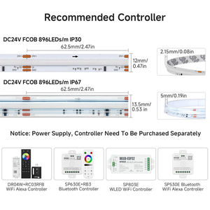 Tube néon étanche IP67, similaire à SPI Sk6812 WS2814, adressable, 12 mm, DC24V, 896 <span class=keywords><strong>LED</strong></span>/m, bande <span class=keywords><strong>LED</strong></span> numérique COB Pixel RGBW - Product Image 3