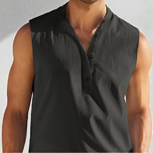 Men's Breathable Casual Tank Tops 2025 New Single-Breasted Vest Sleeveless Beach Retro O-Neck High Street Style - Product Image 2