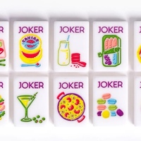 Spot Luxe wit geschilderde fruit- en groentenmahjongset Prachtig gesneden tegels in koffer Amerikaanse mahjong-stijl kerstcadeaus