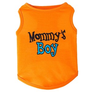 Chaleco para Perro Mommy's Boy, Naranja y Gris, Ropa para Mascotas de Algodón, Diseño Simple y Lindo, Para Todas las Estaciones, Lavable a Mano - Product Image 2