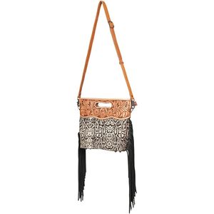 Bolso Bandolera American Darling para Mujer, Estilo Western, Cuero Genuino con Estampado de Serpiente y Flecos, Hecho a Mano - Product Image 1