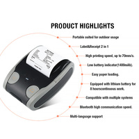 Printer tanda terima Label termal 2-in-1 Portabel Mini 58mm Printer POS seluler tersedia