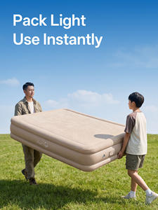 탄력 있는 에어 베드 모던 접이식 인플레이터블 매트리스 브러시드 PVC 소프트 베드 홈 플로어 거실 휴대용 야외 캠핑용 - Product Image 4