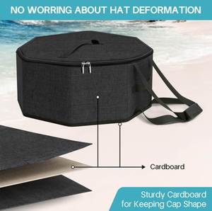 Hat <b>Storage</b> <b>Box</b> Travel Hat <b>Box</b> 17 Inch Hat Carrier Zipper Closure Sunhat Protector Home <b>Storage</b> Lightweight Cowboy Cap Organizer - Product Image 3