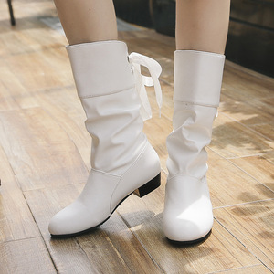 Botas de media pantorrilla para mujer, estilo punk, tallas grandes, moda otoño invierno primavera, color liso, suela de goma, botas de primavera - Product Image 4