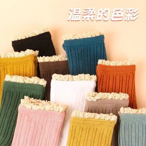 Women's Mid Calf Socks Lace Trim Ribbed Knit Breathable Autumn Winter Style Korean Japanese Lolita Fashion - Product Image 3