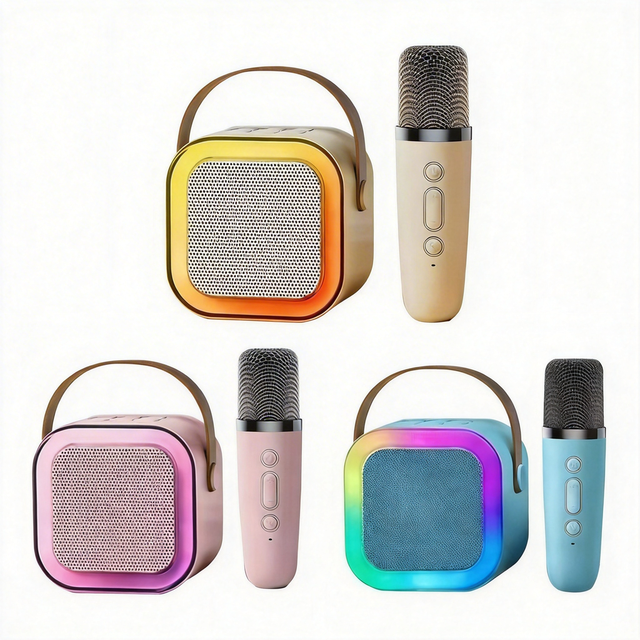 Wholesale Portable Mini K12 Wireless Speaker LED Light Audio Stereo Bluetooth Microphone Karaoke Speaker for Party Home Activity
