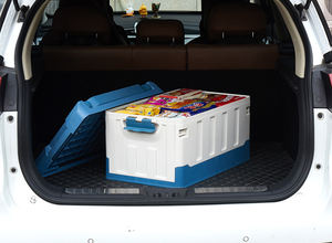 Organizador de 60l grande dobrável caixa de utilidade empilhável, de plástico, dobrável, para acampamento, cadeira deformável com cabo de tampas - Product Image 5