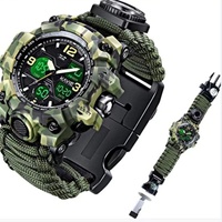 Reloj de Pulsera Multifuncional 5 en 1 para Emergencias, Camping, Escalada, con Brújula y Termómetro para Hombre