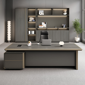 Bureau de direction moderne en bois en forme de L, convertible, de luxe, personnalisé pour PDG - Product Image 4