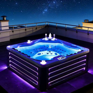 Piscine Spa Extérieur Luxe Jacuzzi Bain à remous profond dans la cour de la villa Bain à remous privé japonais extérieur Éclairage décoratif - Product Image 1