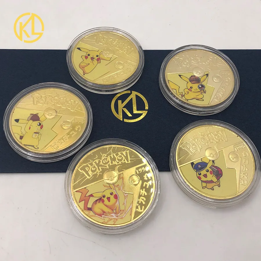 Pikachu เหรียญมอนสเตอร์สีทองสำหรับสะสม,เหรียญอนิเมะญี่ปุ่นแบบดั้งเดิม20ชนิดใส่เป็นของขวัญปีใหม่