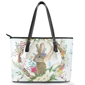 2022 Leather Handbag For Women Christian Culture Easter Bunny Luxury Handbags Women Custom Wholesale Large Tote Bags With Zipper