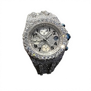 Reloj de Lujo Estilo Hip Hop con Incrustaciones de Diamantes Moissanite, Cristal Antiguo, Movimiento de Alta Calidad, Resistente al Agua 10 Bar, Elegante - Product Image 1