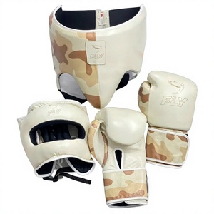Fly <b>Boxing</b> Gear Set Headgear Gloves Groin Guard PU Leather Camouflage Lace-Up Breathable Adult Martial Arts Training Equipment - Product Image 1