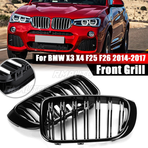 1 Par de Rejillas Delanteras Dobles de 2 Listones para Parachoques de Coche, Negro Brillante/Mate, para BMW X3 X4 F25 F26 2014 2015 2016 2017, Estilo de Coche - Product Image 1