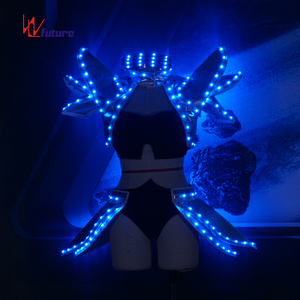 Traje de danza del vientre con luz LED con encaje T/T Sexy <span class=keywords><strong>GOGO</strong></span> Bar Performance Wear 1 pieza Vestido que brilla en la oscuridad - Product Image 3
