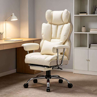 COMHOMA Chaise de bureau moderne de direction en similicuir avec structure en bois, support lombaire réglable et ressorts ensachés, pour chambre à coucher