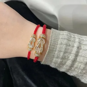 Pulseira de ouro banhada a ouro 18K vermelho diamante Fredd fivela de ferradura joia clássica para casal