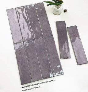 Piastrella Lunga in Porcellana Lucida Stile Moderno Francese 75x300mm Grigio Viola Resistente agli Acidi per Pareti Esterne e Pavimenti di Hotel - Product Image 1
