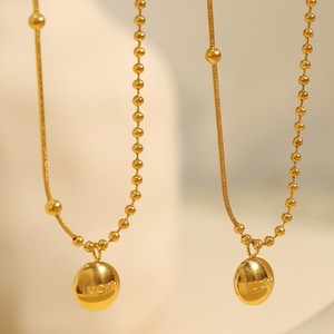 สร้อยคอทองคำเรียบหรู จี้ทรงกลม โลหะผสมสังกะสี สร้อยคอแบบมีชั้นๆ เครื่องประดับแฟชั่น - Product Image 3