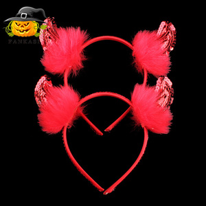Diadema con cuernos de diablo con lentejuelas, accesorio rojo para disfraz de Halloween, accesorio de cosplay para adultos y niños - Product Image 4