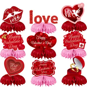 Valentijnsdag Feest Honingraat Ornament Liefde Tafeldecoratie Hart Lip Ring Papieren Servies Decoratie