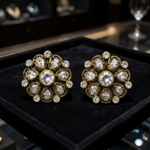Pendientes de Moda Tradicionales Étnicos de Alta Calidad, Chapados en Oro, Aleación de Zinc, Zirconia, Imitación de Perla, Kundan, Jhumka, Maang Tikka - Product Image 2