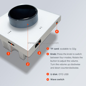 Contrôleur <span class=keywords><strong>audio</strong></span> de fond de panneau de verre de qualité supérieure pour résidences/clubs de luxe, entrée BT/AUX/TF/USB - Product Image 5