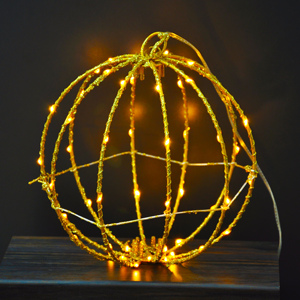 Hot bán 8in 80LED tráng men dây pin sắt khung bóng đèn phun với bột vàng giáng sinh trang trí ánh sáng cho Đảng ROO - Product Image 1