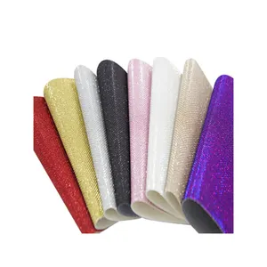 0.6 mm Thickness pu leather fabric glitter leather Mesh surface chunky glitter PU faux leather for shoes