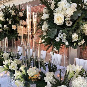Vente flash, pas cher, grand candélabre <span class=keywords><strong>de</strong></span> mariage <span class=keywords><strong>en</strong></span> cristal à 10 bras avec tube <span class=keywords><strong>en</strong></span> <span class=keywords><strong>verre</strong></span> pour la décoration - Product Image 5