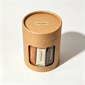 Kraft Paper Tube Packaging with <b>Window</b> for Coffee Beverage Recyclable Custom Design Gold <b>Foil</b> Hot Stamping - Product Image 4